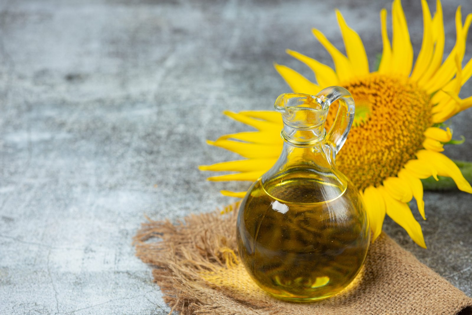 Sunflower oil on the table